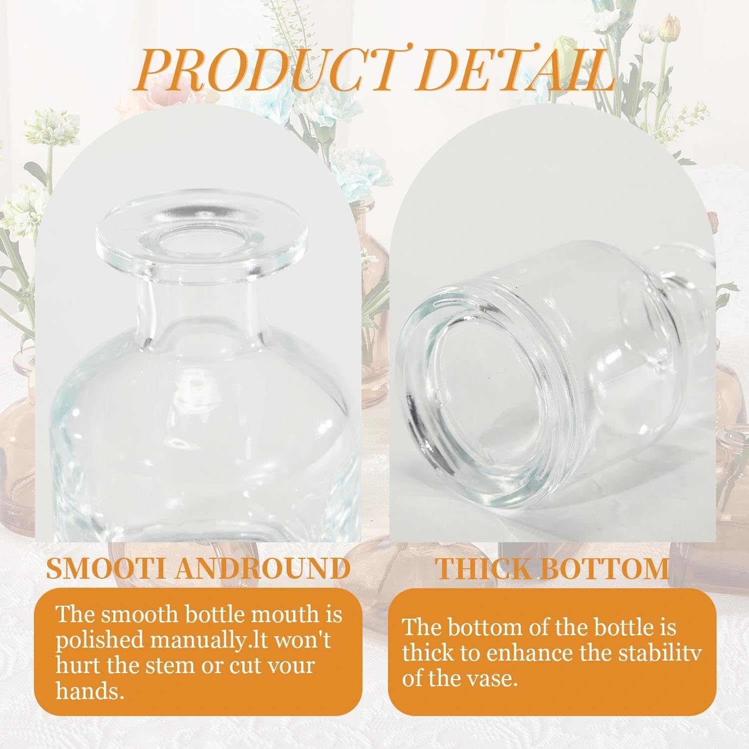 Mini Bud Vases As Wedding Centerpieces for Tables,Clear Bud Vases for Flowers,Small Flower Vases Suitable for Birthday Party,Anniversary,Wedding Reception,Baby Shower (Clear, 12 PCS)