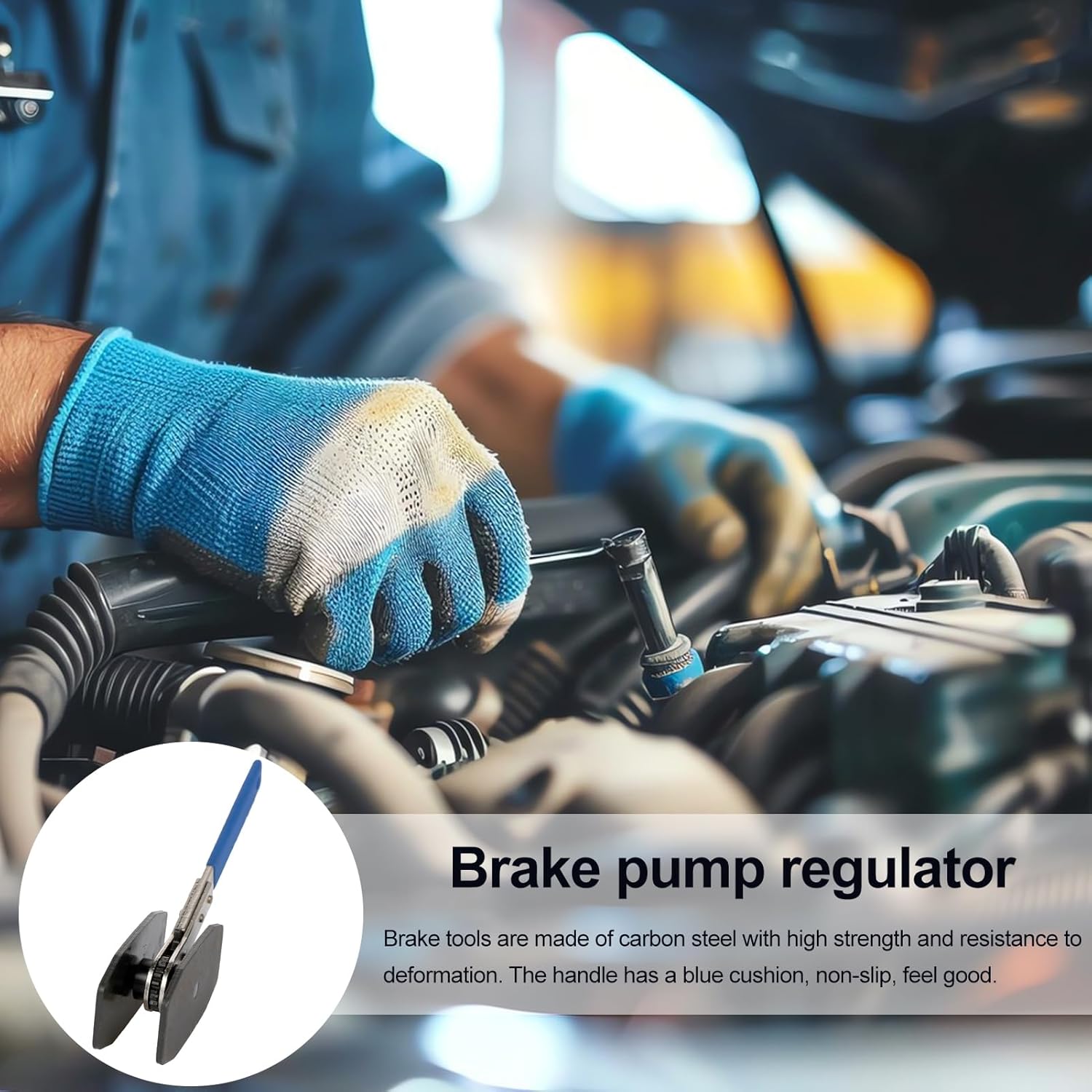 BENBOR Brake Caliper Compression Tool,Universal Disc Caliper Piston Compressor Tool with 2 Caliper Hangers,360° Swing Ratchets Brake Caliper Press for Car Brake Repair Installation Blue