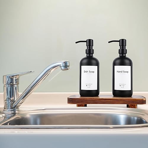 Miniatura 6 de Halomoon Dispensador de jabón de vidrio con elevador, dispensador de jabón para platos de manos de 16.9 onzas con bomba para decoración de casa de