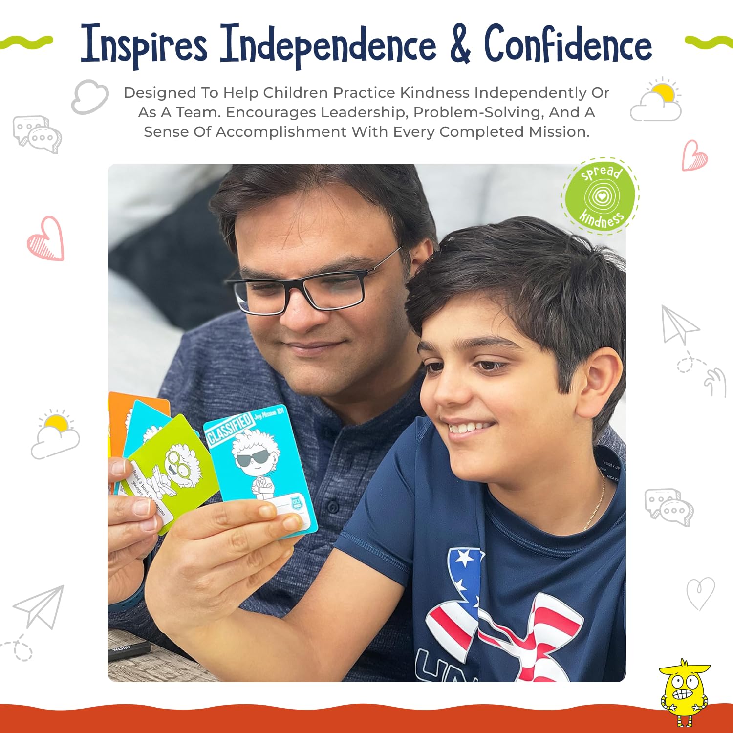 Open The Joy Kindness Mission Cards for Kids | 56 Secret Missions to Build Empathy, Compassion & Social Skills | Fun Screen-Free Activity Game for Families & Classrooms | Ages 4+ | SEL Learning Cards