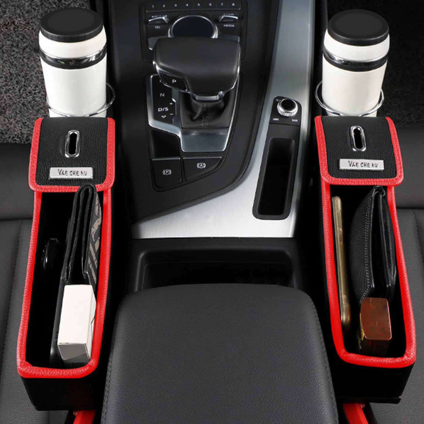Organizer portaoggetti per fessura auto Organizer Laterale Console | 2x Scatola Portaoggetti Sedile Per Veicolo Telefono Occhiali Chiavi Carte
