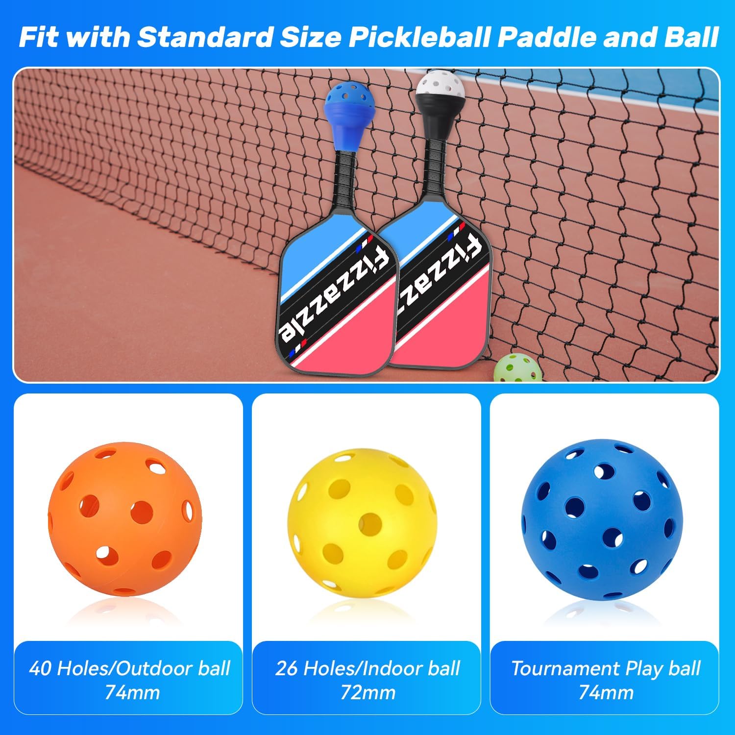 Fizzazzle Pickleball Ball Retriever 2/4 Pack, Silicone Pickleball Picker Upper Pickball Grabber, Universal Pickleball Upper Suction Cup, Anti-Slip Pickleball Hand Grip Blue Pink Black - Image 3