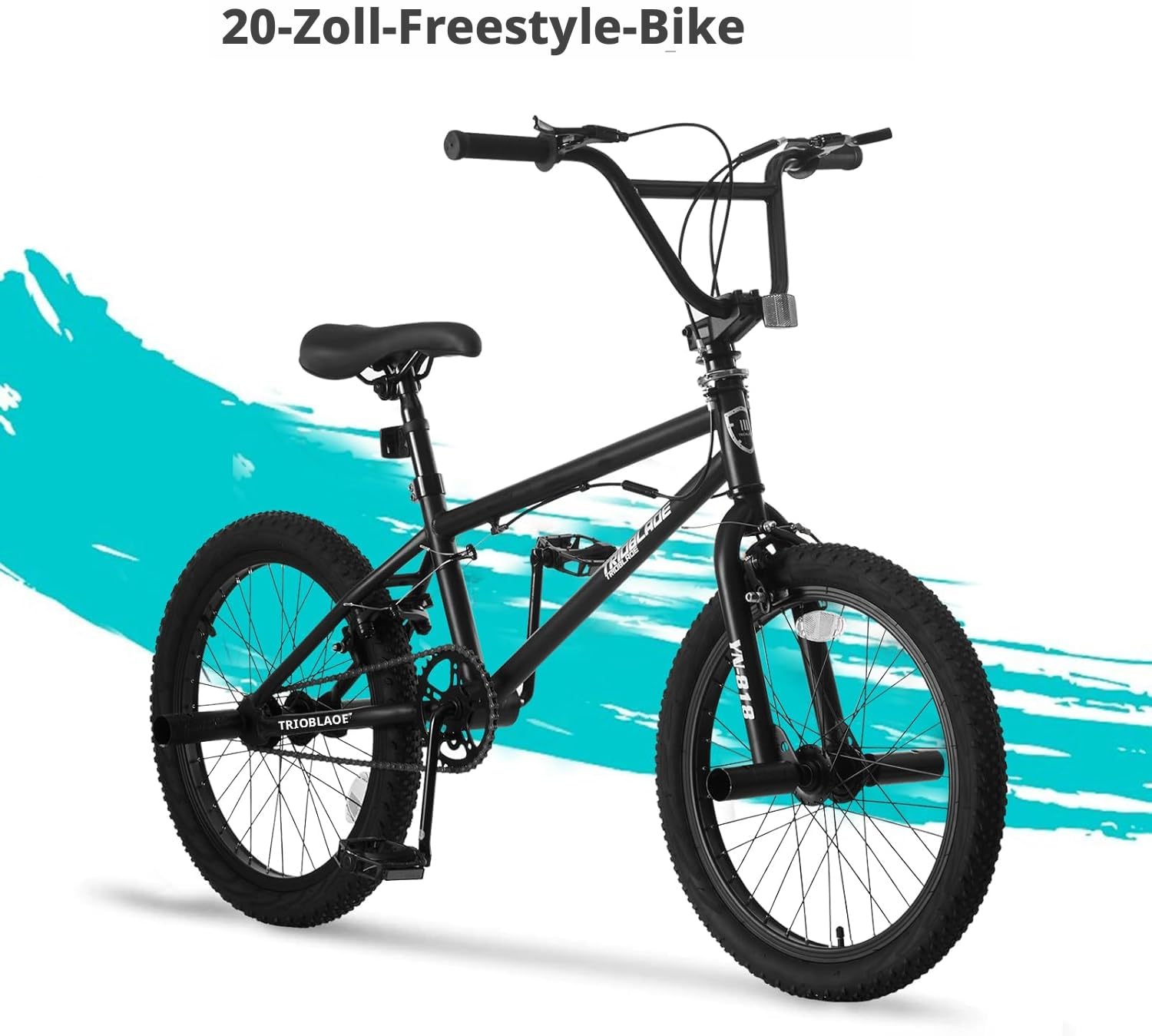 LSLIFE 20 Zoll BMX Bike für Jungen Mädchen & Erwachsene Freestyle BMX Fahrrad mit 360 Grad Rotierendem Lenker U-Brake, Professionelles Stunt Bike für Jugendliche Erwachsene Street Park