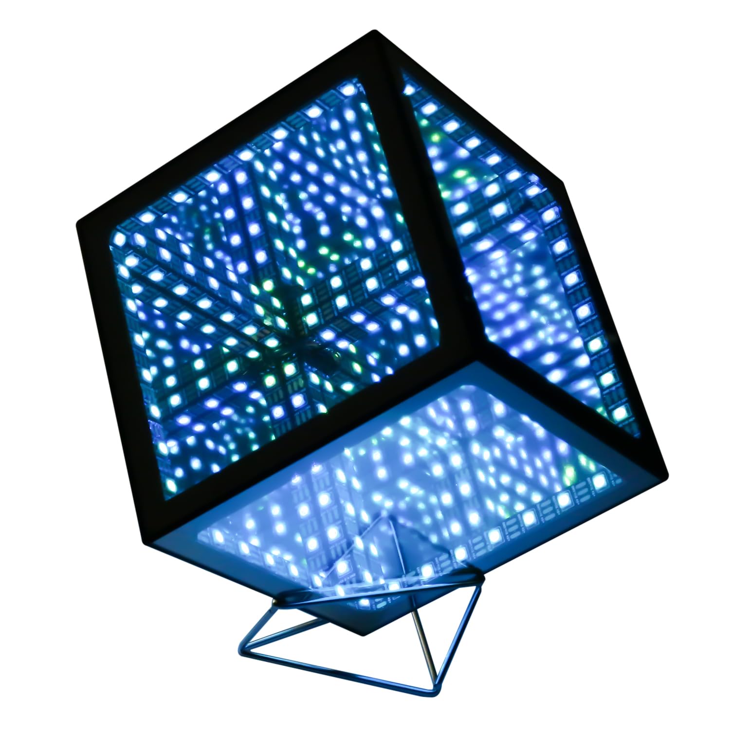 Infinity Hyper Cube - Controlador de luz LED con soporte, lámpara integrada para niños, 10 modos, creativo y elegante, espejo decorativo multicolor para mesa de noche (4 pulgadas sin