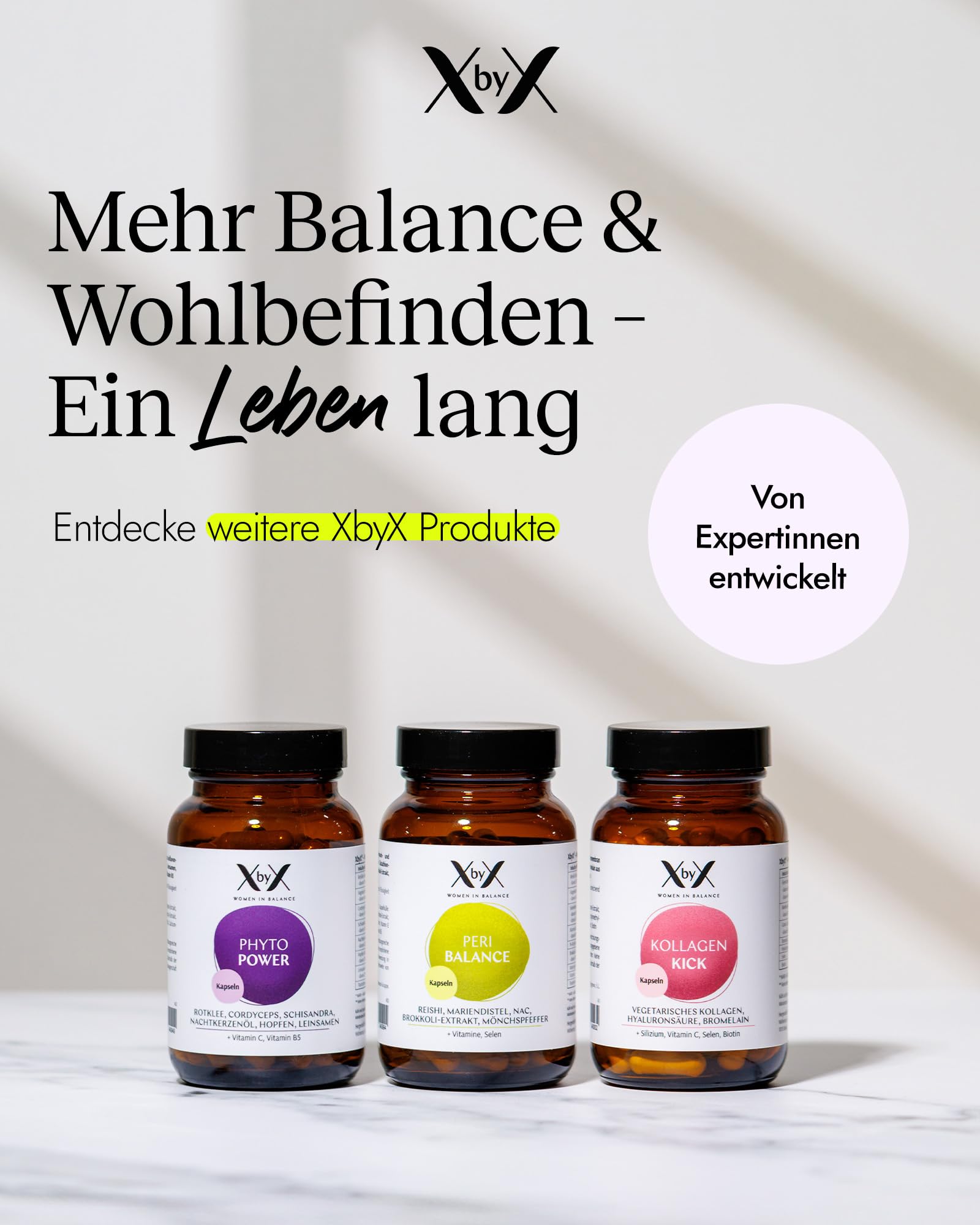 XbyX Peri Balance Kapseln | 45 Portionen | Wirkstoff-Komplex mit Reishi, Mariendistel, Mönchspfeffer | Für Frauen ab 40 | Aus Deutschland