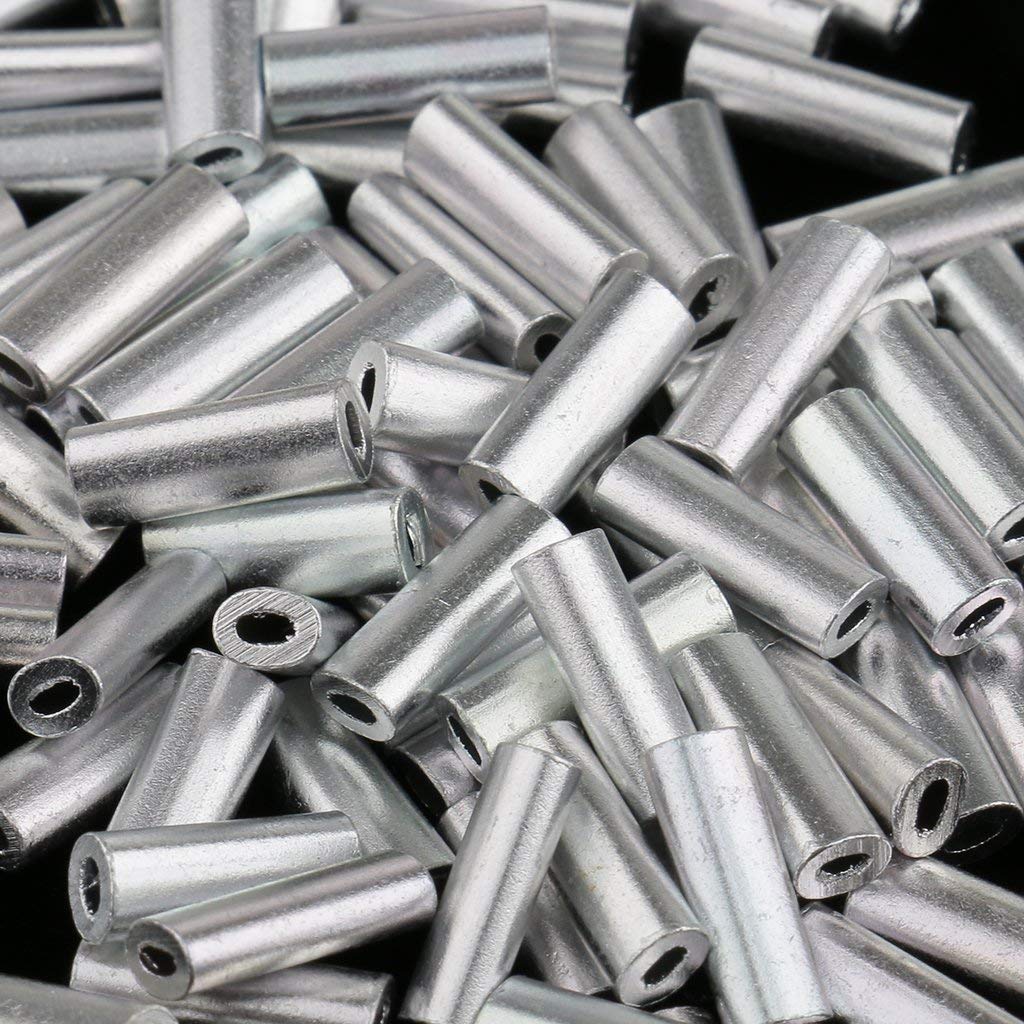 Guaina per filo da pesca, diametro interno 1,0 mm - 1,5 mm, per crimpare singolo barilotto in alluminio, kit per attrezzatura da pesca (100 pezzi)