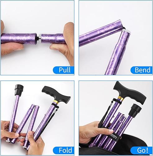 Miniatura 3 de Walking Cane LIXIANG Cane para hombremujer  Ayuda para la movilidad y la vida diaria  Bastón plegable de 5 niveles de altura ajustable  Cómodo
