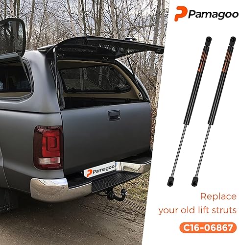 Miniatura 77 de Puntales de elevación de gas de 12 pulgadas, C16-10788, 35 libras; para cámper Leer, Snugtop, ventana trasera de cámper, tapa de caja