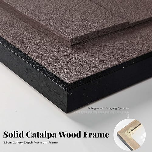 Miniatura 3 de Arte de pared enmarcado con textura 3D grande para sala de estar, 3 piezas de arte abstracto geométrico en relieve para paredes, cuadros modernos