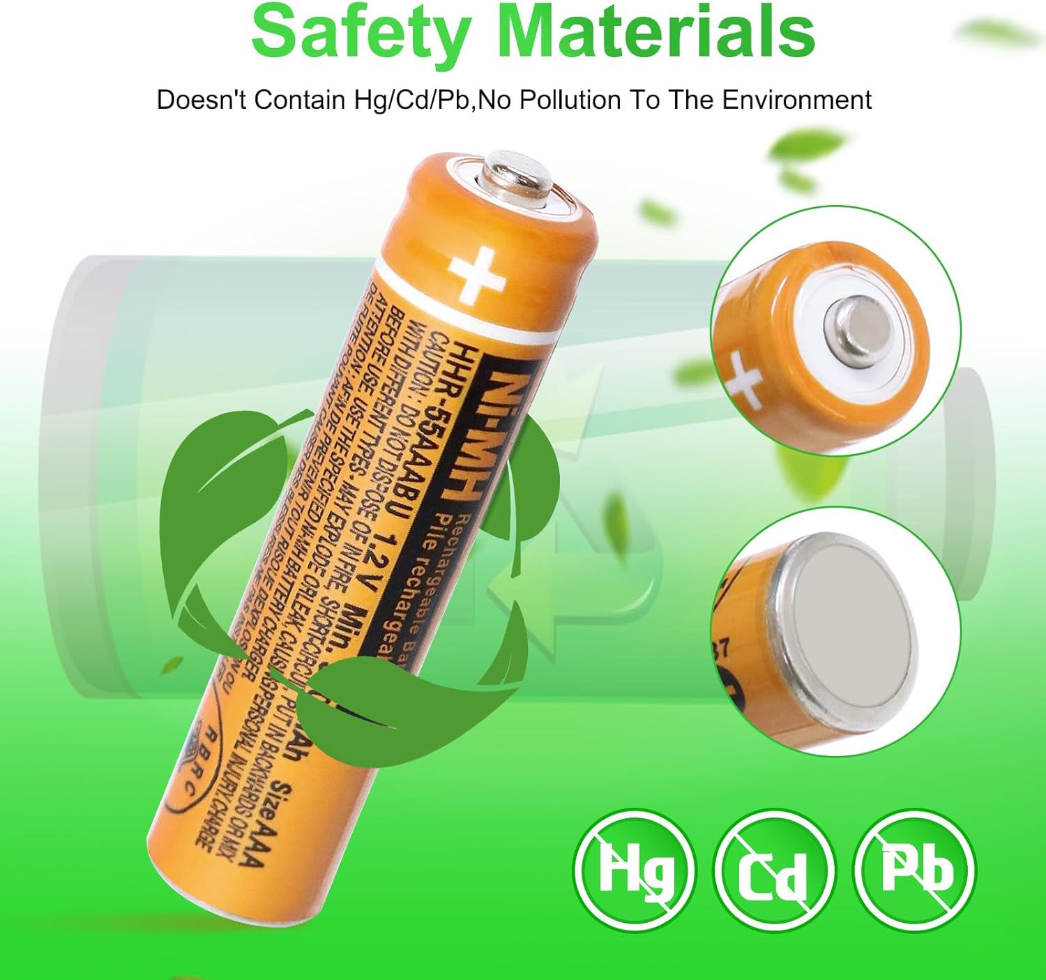 12 Pack HHR-55AAABU Rechargeable AAA Batteries 1.2V 550mAh NI-MH AAA Battery for Panasonic Cordless Phones,Remote Controls, Electronics