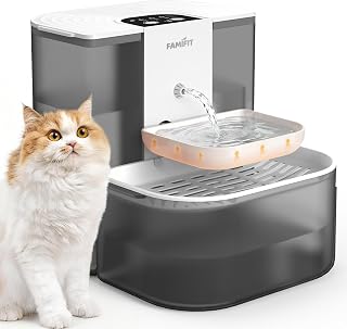 4.5L Heated Cat Water Fountain, Ceramic Bowl | 4000mAh Battery, 28°C/82°F Warm Water Option, Timed & Measured Control, No Filter Required, Plug-in Recommended