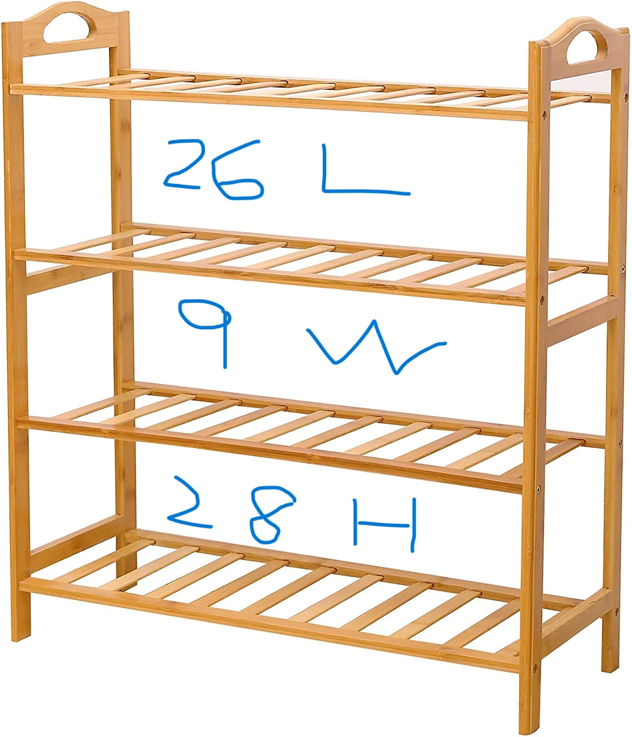 Bamboo Color Shoe Rack Shelf Storage Organizer 4-Tier