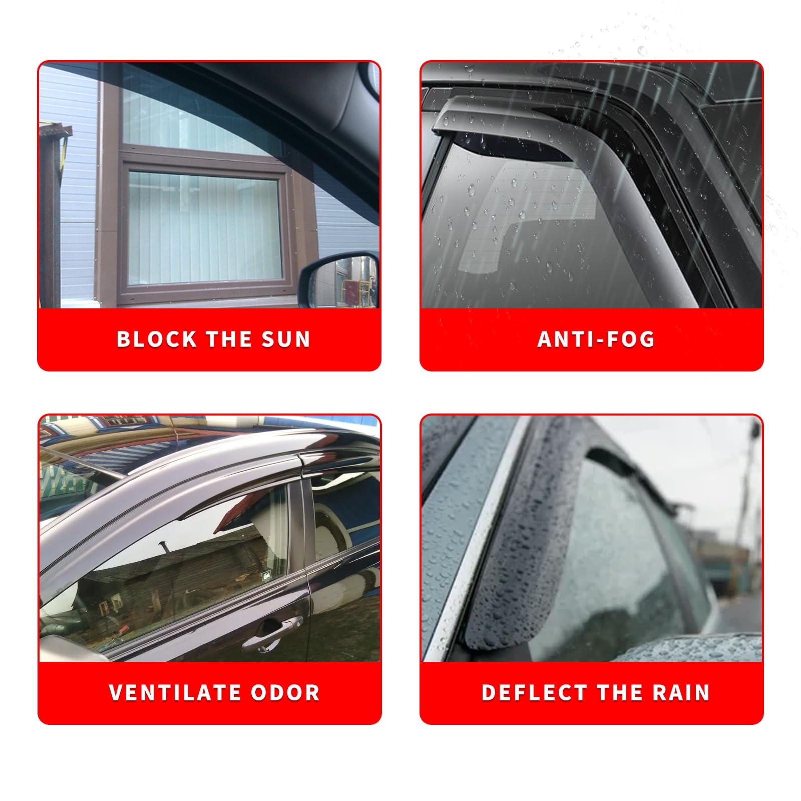 4PCS Rain Guards Window Visors Wind Deflector Fits Qatar