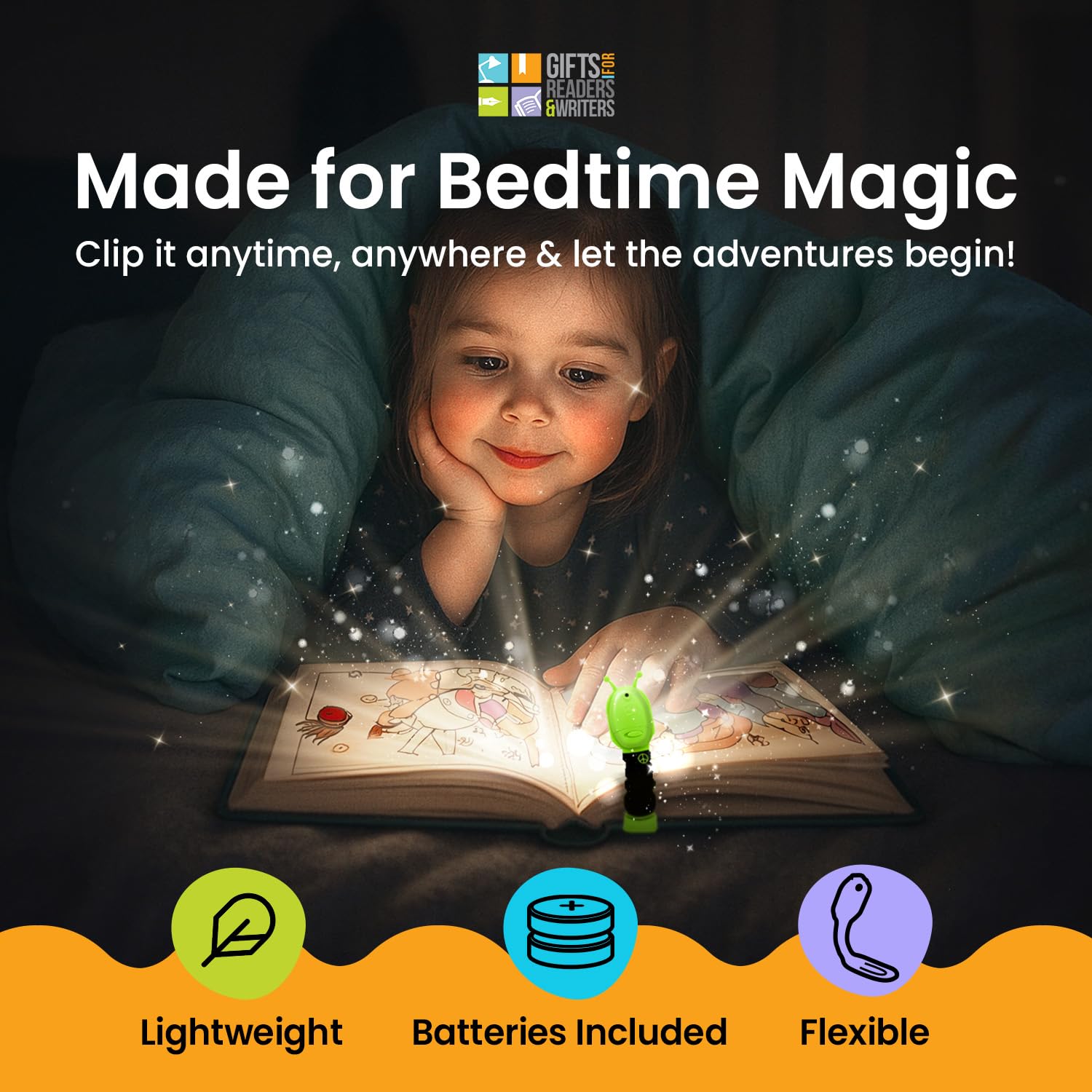 Flexilight Luce da Lettura | Segnalibro 2 in 1 Luce per Libro | Lampada LED a clip da Lettura | Pila per Leggere a Letto per Bambini e Adulti | Accessori per Libri | Idea Regalo Lettori