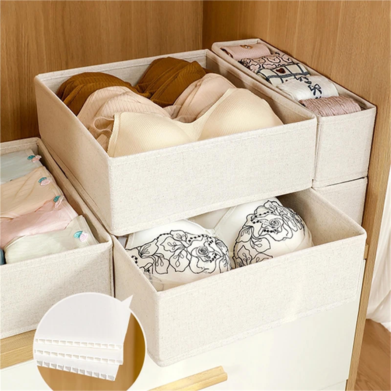 Organizador de cajones para Ropa Interior, Caja de Almacenamiento de Calcetines, Sujetadores, armarios y Ropa para Pantalones, Plegable.
