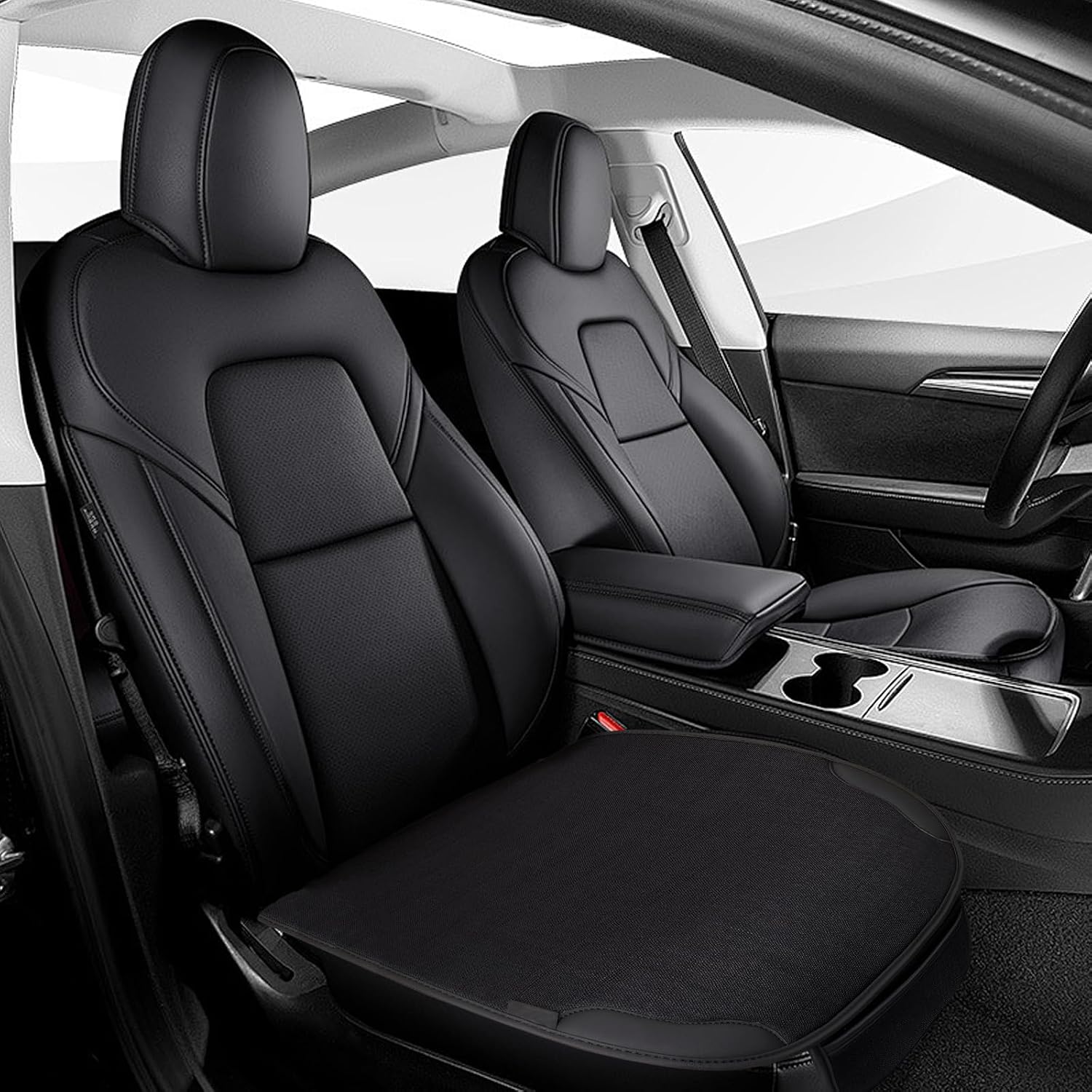 Seat Cushion Car Front Seats 51 x 50 cm - Universal Seat Covers Car Breathable, Non-Slip Car Seat Protector Front, Soft Seat Cover Against Sweating for Cars, SUVs, Trucks image 5