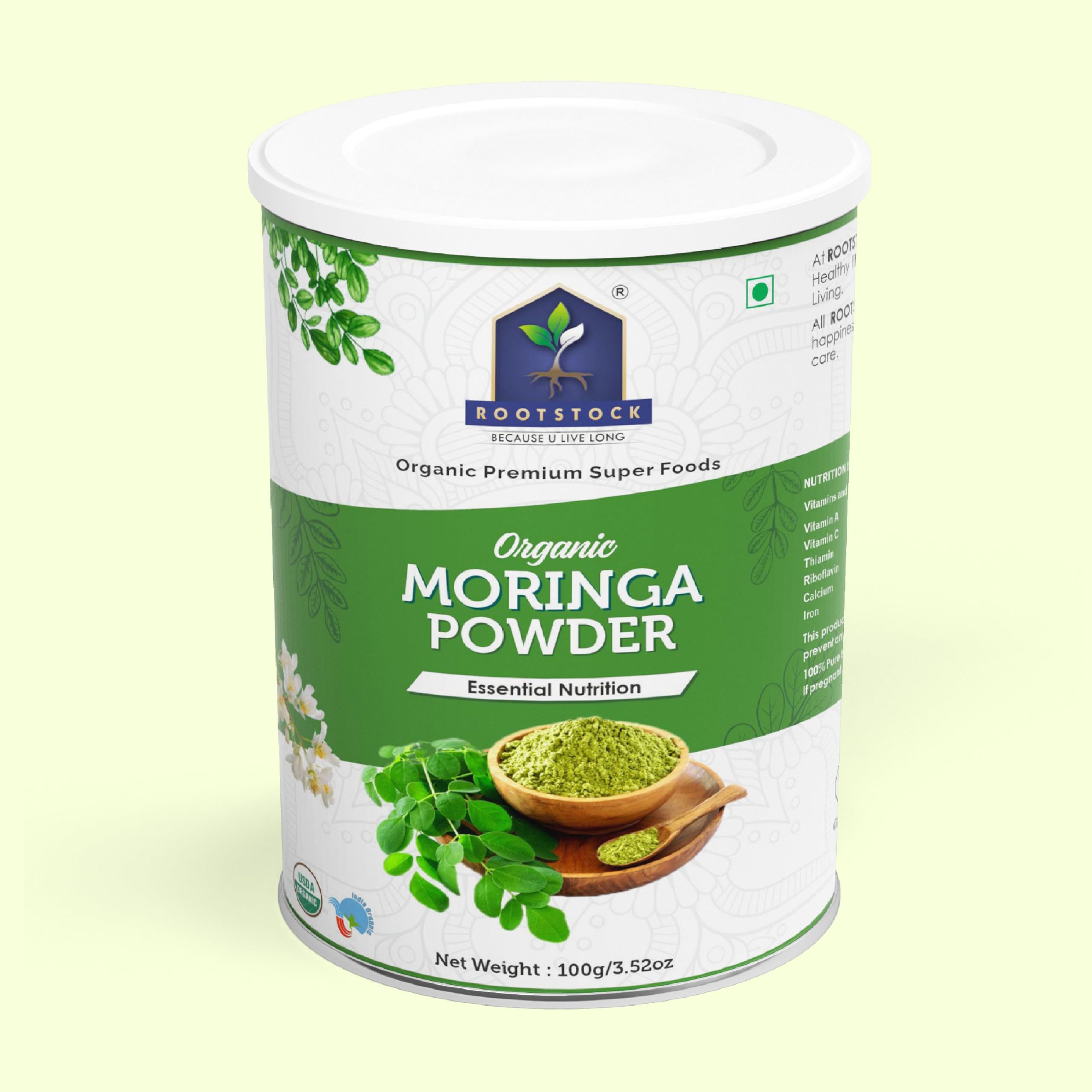 ROOTSTOCK Organic Moringa Powder 100gm | 100% Pure & Natural | Superfood for Energy, Immunity & Wellness | Rich in Vitamins & Antioxidants | Ideal for Smoothies & Daily Health Boost | 100g (Pack of 1) (B0CTGSVXR2) Amazon Price History, Amazon Price Tracker
