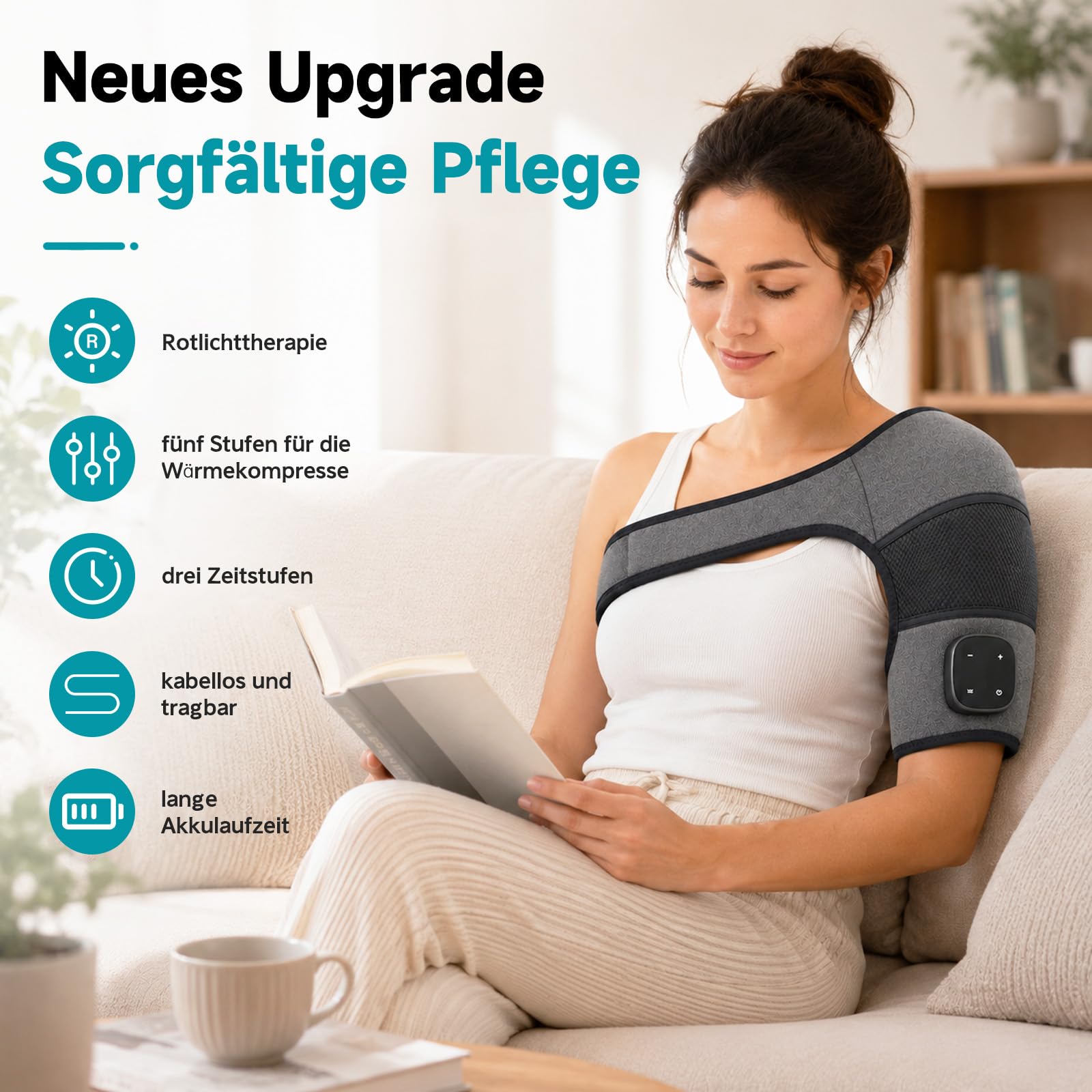Relevo Massaggiatore per le spalle, 3 in 1, senza fili, riscaldato con calore e vibrazione, batteria da 5000 mAh e indicatore LED, dispositivo di massaggio per le spalle per uomo/donna, per spalla