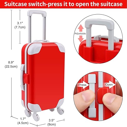 Miniatura 3 de K.T. Fancy Juego de 23 piezas de accesorios de muñeca de 18 pulgadas, maleta, incluye ropa, maleta, mochila, cámara, almohadilla para teléfono