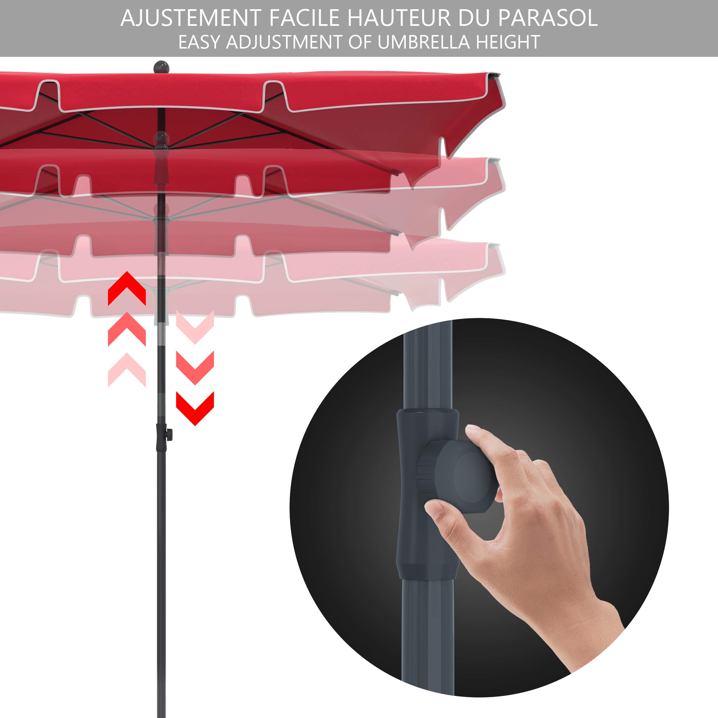 VOUNOT® Prostokątny parasol ogrodowy