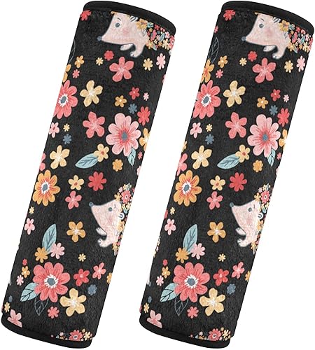 Miniatura 1 de Fundas de cinturón de seguridad de erizos florales para cinturón de seguridad de automóvil, fundas universales suaves para cinturón de seguridad
