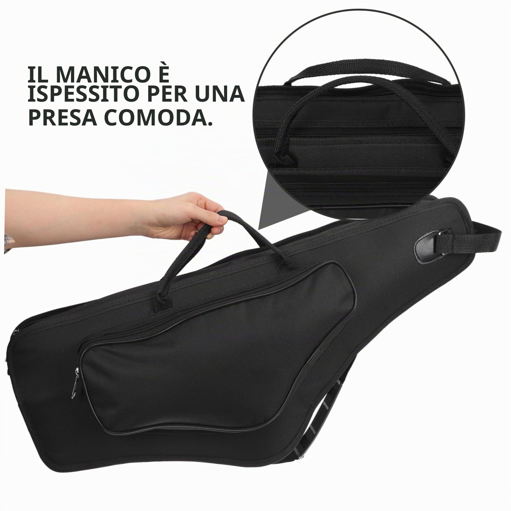 SUPVOX Custodia per Sassofono Alto con Manico e Tracolla Regolabile, Resistente e Imbottita Nero, Grande Capacità per Concerti e Scuole