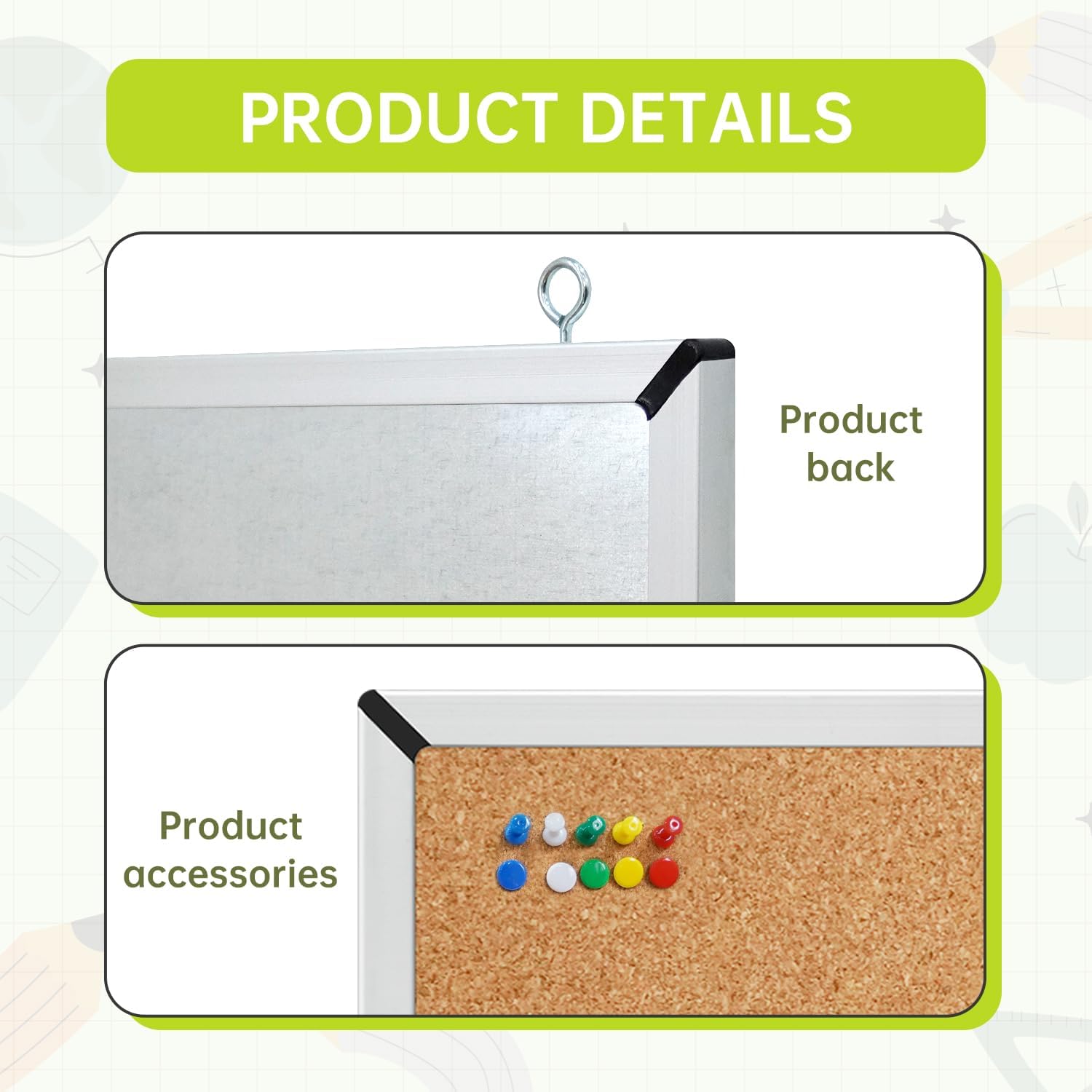 Cork Board 10x10 in, Small Notice Bulletin Board for Home, Office & Cubicle image 3