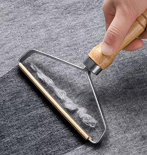 Wood Handle Pet Hair Remover, Metal Lint Scraper Tool, Reusable Dog Cat Fur Remover for Sofa Carpet Clothes Furniture