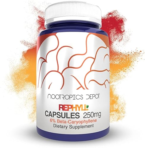 Nootropics Depot Cápsulas Rephyll 250mg 60 unidades 6% beta cariofileno Piper nigrum Apoya el manejo del dolor* Apoya la función articular*