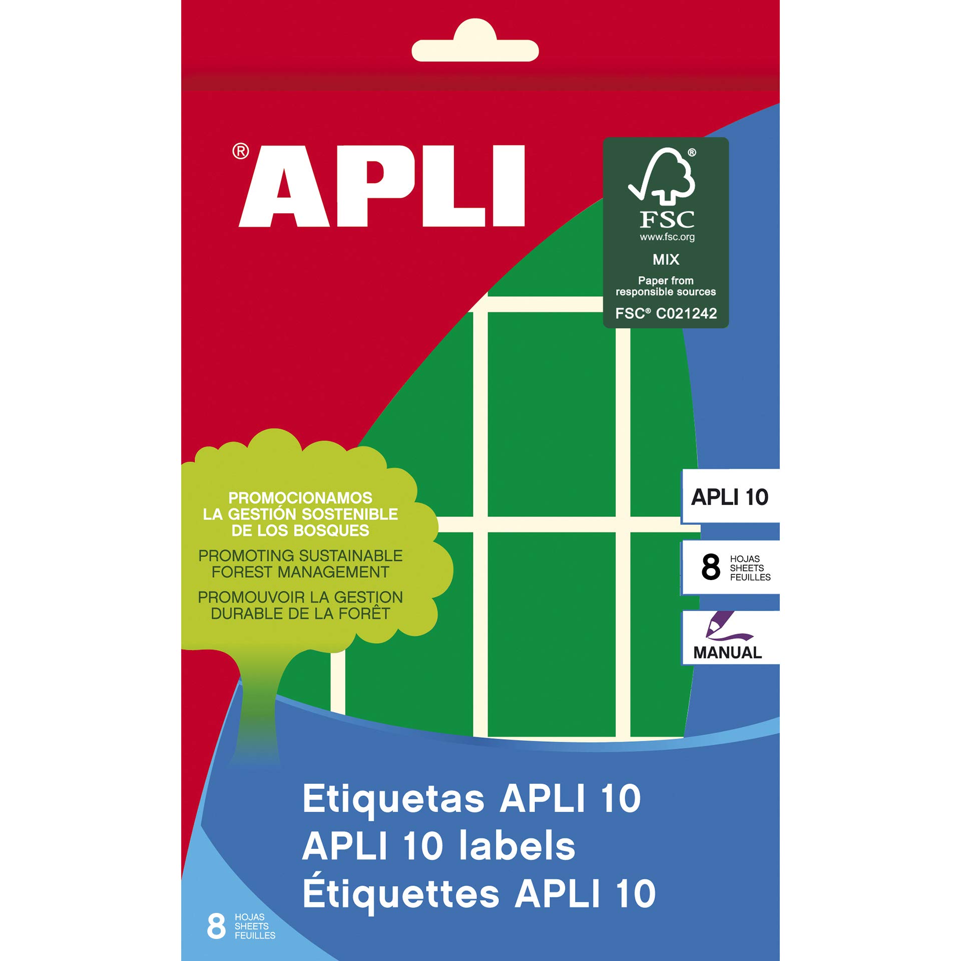 APLI 2757-Etiquetas APLI 10 verdes 25,0 x 40,0 mm 8 hojas
