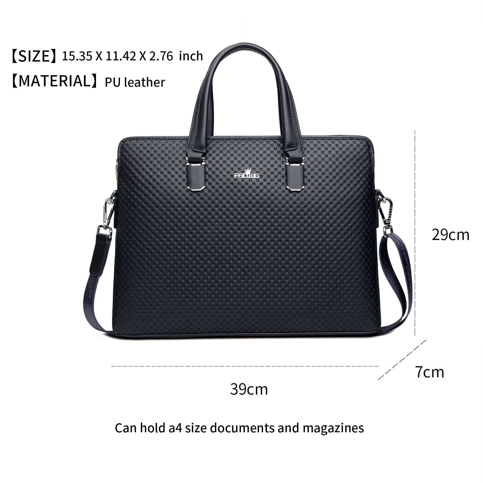 FSD.WGBusiness Bag Borsa in pelle Borsa da Affari per Computer Portatile Borsa da Uomo nero Large
