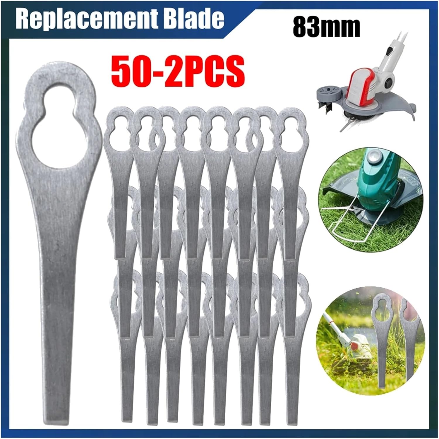 Lawn Mower Accessories 50-2PCS Metal Lawnmower Blades Replacement Grass Cutting Blades Durable Mowing Machine Blades Garden Power Tool Accessories Tool(30PCS)