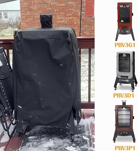 Miniatura 3 de Cubierta para ahumador de pellets Pit Boss PBV3P1 Serie 3 vertical, 600D resistente al agua, resistente a los rayos UV, 73551, diseño de cremallera,