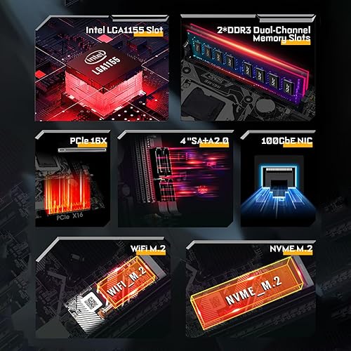 Miniatura 3 de Mini placa base ITX, canal H6 ME DDR3 con ranura para CPU LGA 1155, VGA, M.2, NVME M.2, pin de depuración, 10 USB2.0, alimentación multifásica PCIe