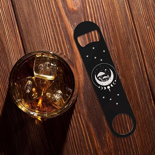 Miniatura 7 de Abrebotellas de acero inoxidable con diseño de hongos bohemios, Amanita y Muscaria, con luna y estrellas, llavero plano para el hogar, cocina, bar,