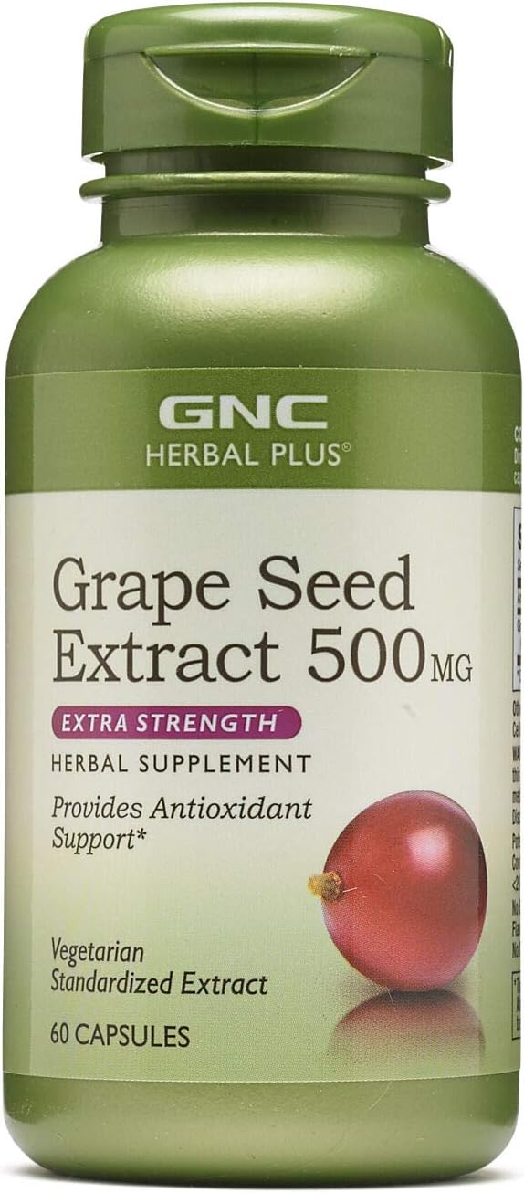 GNC Herbal Plus Grape Seed Extract 500mg - Extra Strength, 60 Capsules, Provides Antioxidant Support : Health & Household