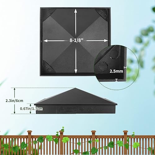 Miniatura 42 de Azdele True - Tapa de poste piramidal de aluminio resistente de 6 x 6 pulgadas, recubrimiento en polvo negro mate solo para postes de madera de 6 x