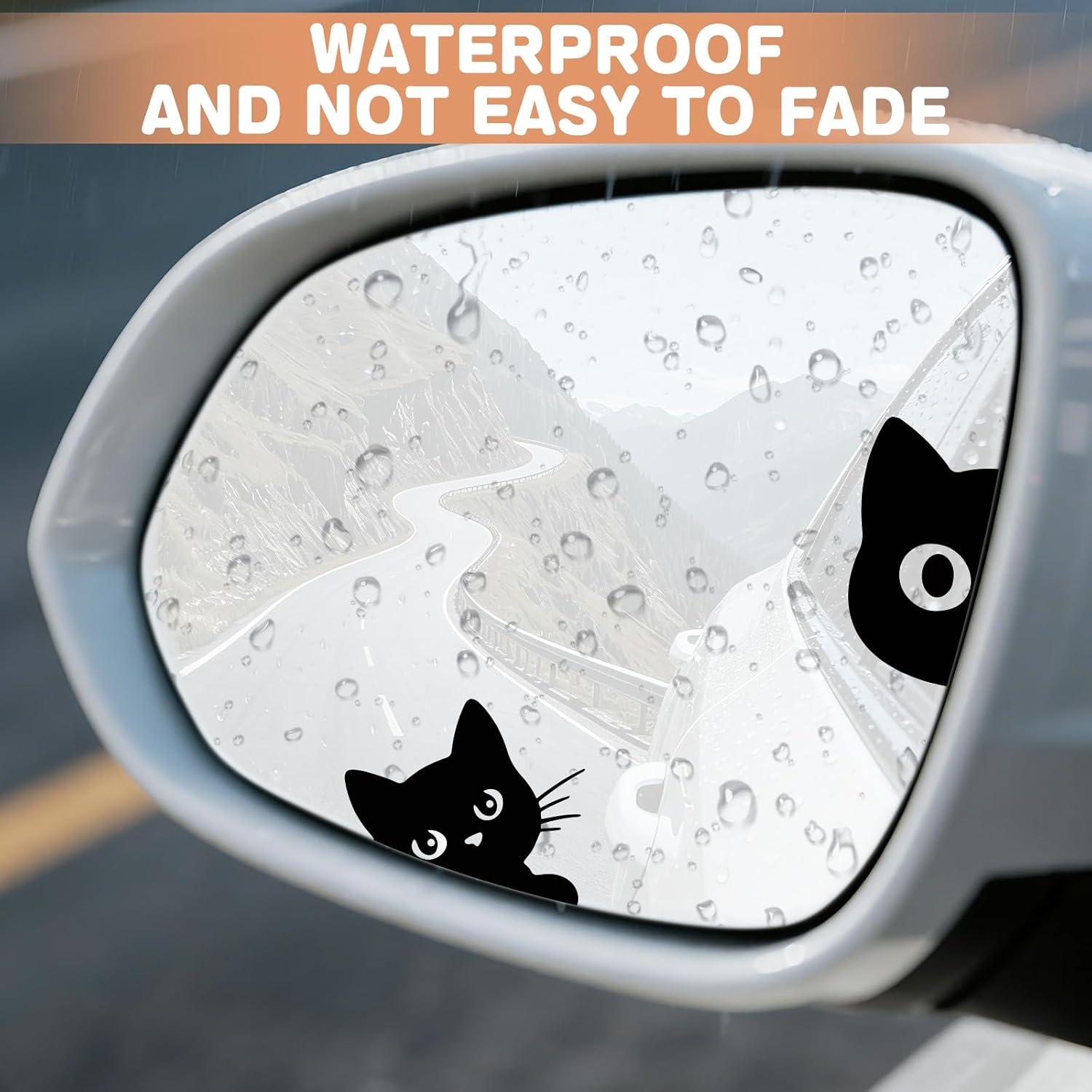 Rislobx Rearview Mirror Decal, 6PCS Black Peeking Cat Vanity Car Mirror Stickers, Vinyl Waterproof Car Window Decorative Sticker for Bottle Skateboard Motorcycle Notebook (Peeking Cat)