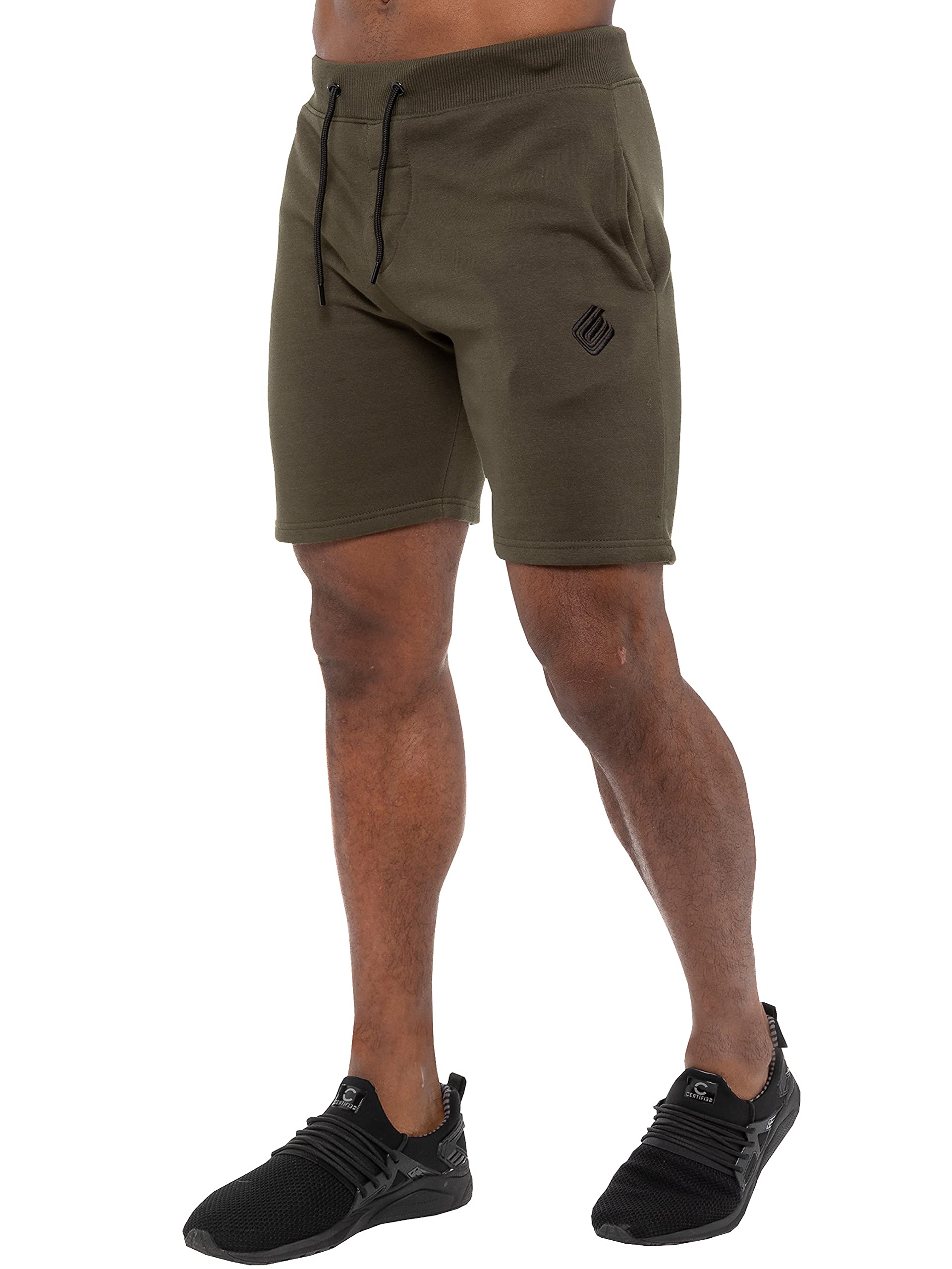 Ze Enzo Men's Khaki Ezs412 Enzo Fleece Shorts Running Jogging Bottoms Gym Activewear Elasticated Waist Logo Sweat Half Pants Size S - Xxl (, Xxl, Xx_l)