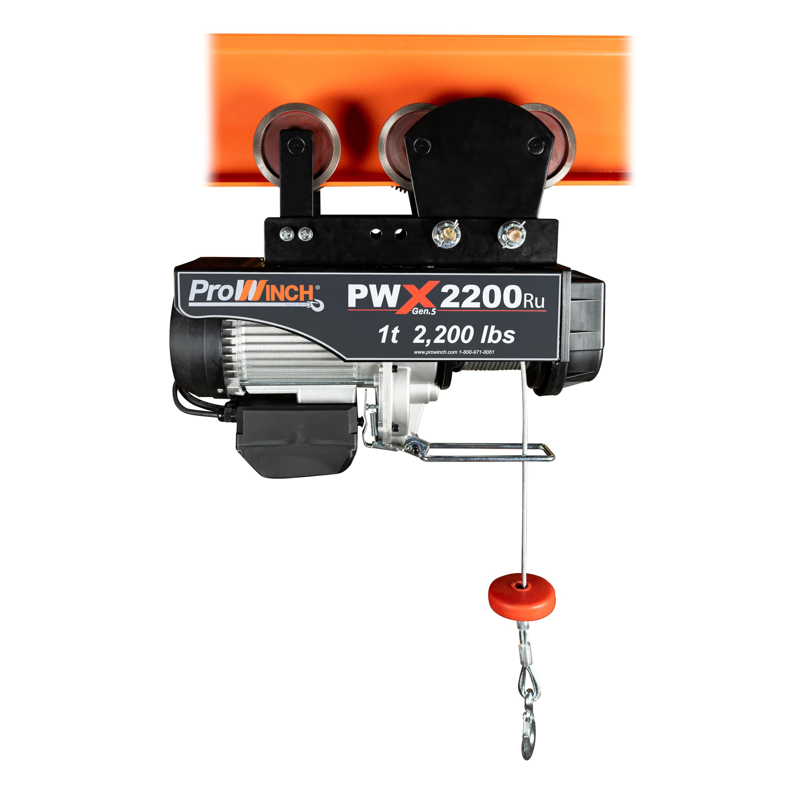 Prowinch 2200 lb 1 Ton Electric Wire Rope Hoist 110V 120V, 38 ft Lifting Height with Wireless Remote & Power Trolley, Heavy-Duty Pulley H1 Duty for Garage, Industrial and Commercial Applications