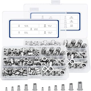 SAE & Metric Stainless Steel Rivet Nut Kits, JROUTH 380pcs Rivnuts & Nutsert Assortment, Sizes 8-32 10-24 1/4"-20 3/8"-16 5/16"-18 M3 M4 M5 M6 M8 M10