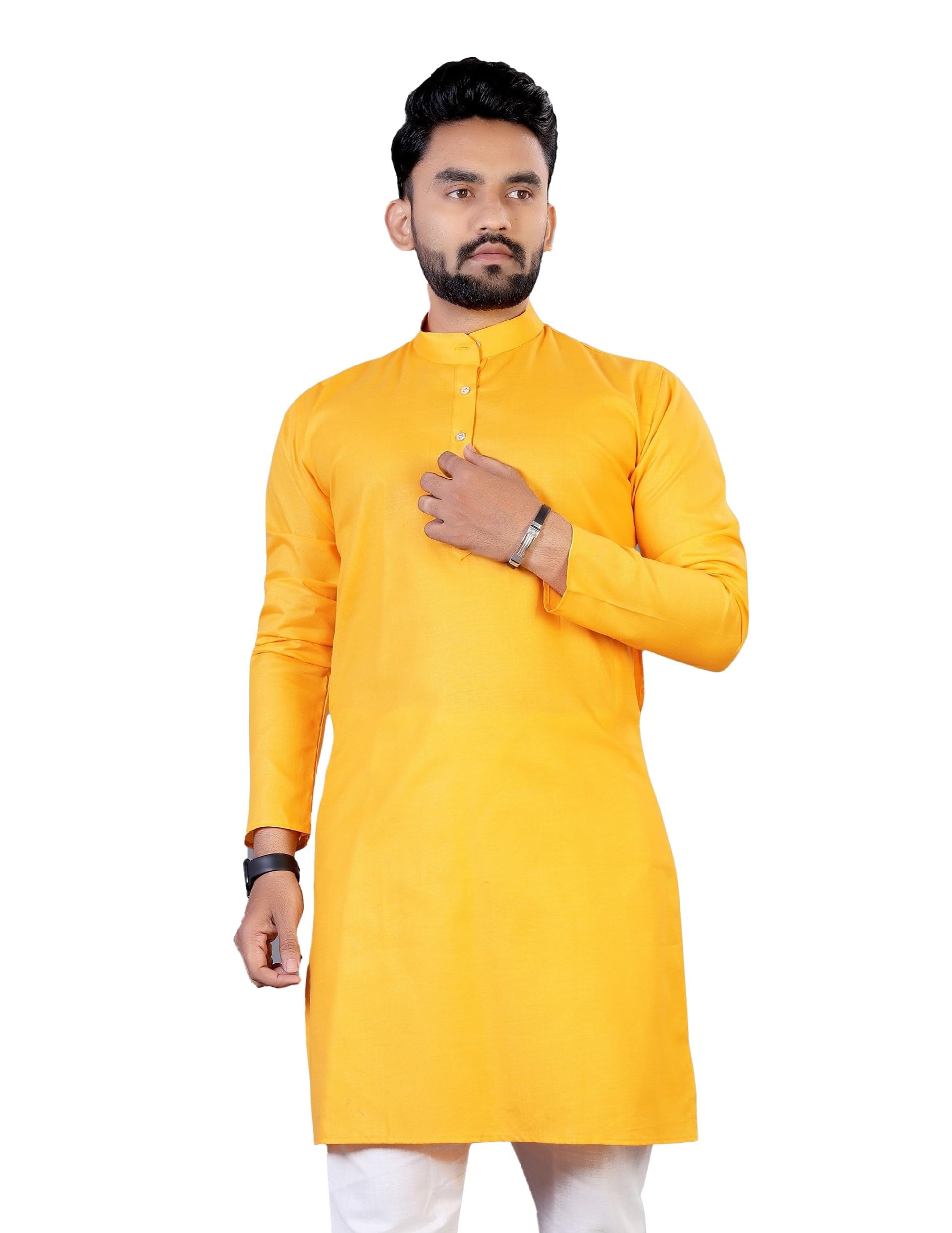 flossy Men's Cotton Regular Long Kurta Full Sleeves - Casual Ethnic Wear-picture-12