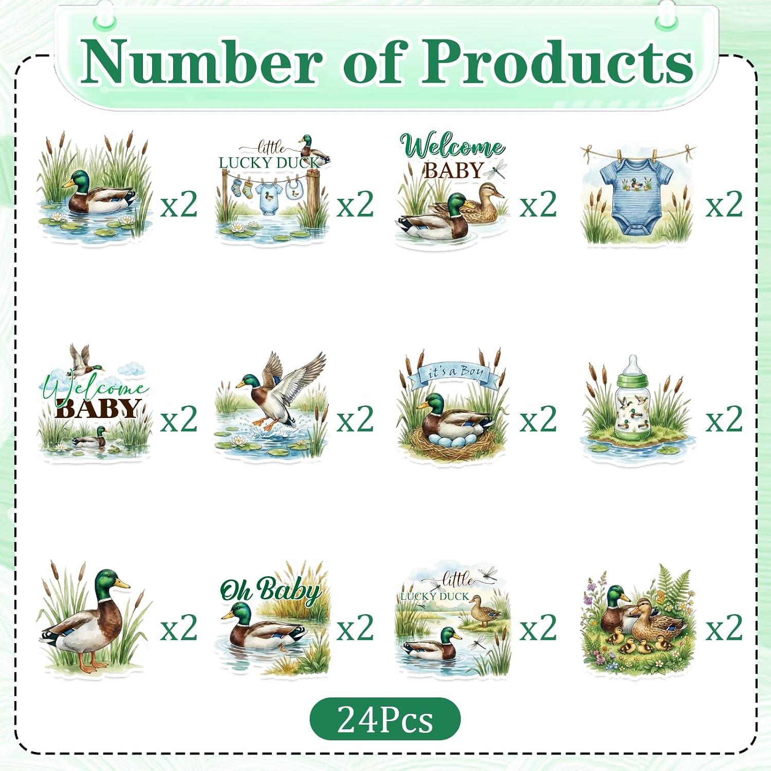 Mallard Duck Baby Shower Decorations, 24PCS Duck Hunting Cupcake Toppers Party Decoration, Welcome Baby Cupcake Picks Decor for It’s a Boy Supplies image 2
