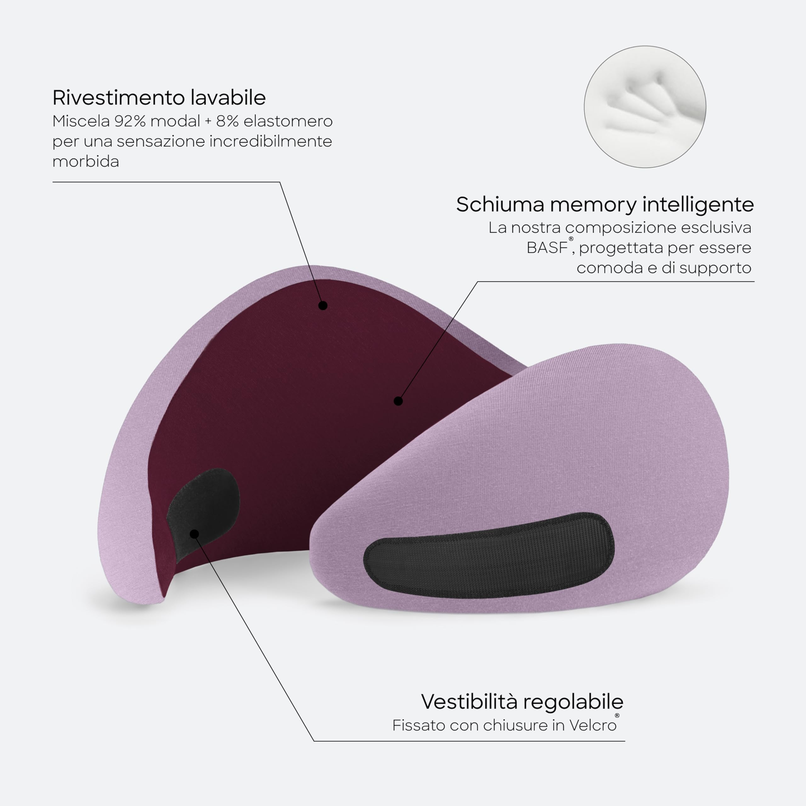 Ostrichpillow Go Neck Pillow - Cuscino da Viaggio in Memory Foam, Design Ergonomico a 360º, Lati Asimmetrici, Borsa da Viaggio Inclusa, Fodera Lavabile in Modal