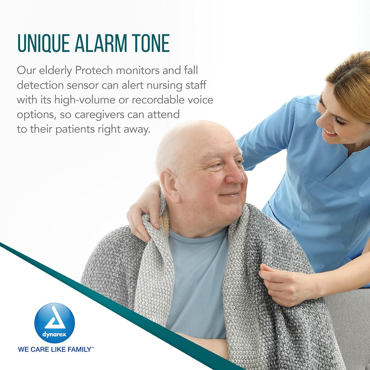 Dynarex Protech Voice Monitor - Fall Monitoring Alarms/Bed Alarms and Fall Prevention for Elderly - Medical Bed, Chair Pressure Sensitive Alarm for Caregiver - Home Care, Hospital, Hospice Equipment
