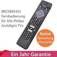 FOXRMT Univerzális Távirányító Philips Ambilight 4K Smart TV-hez - Előre Programozott Csere Távirányító Netflix Gombbal, 10m Hatótávolság 4