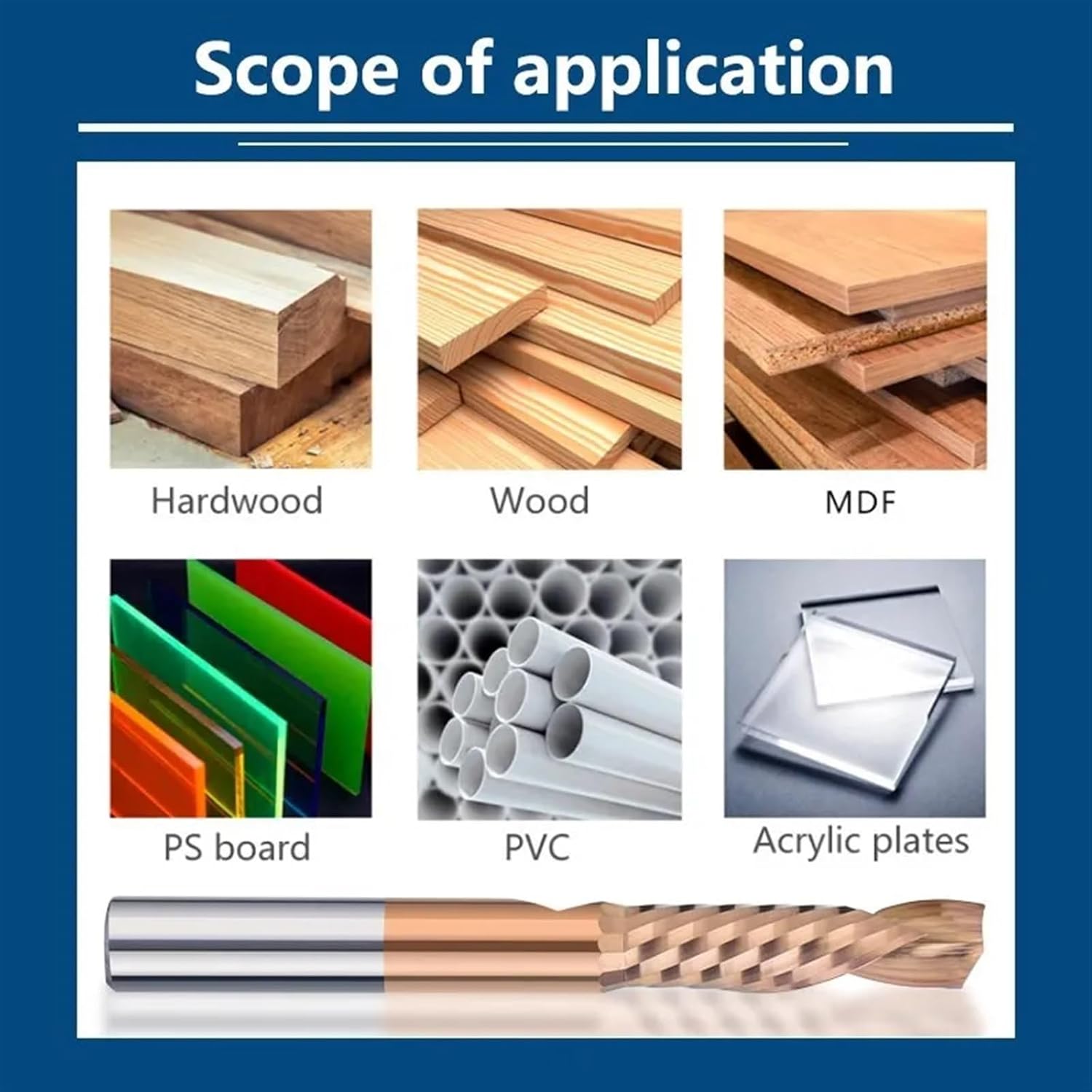 アップダウンカットアウタービット超硬シングルフルートフライスビット木工用3.175-12mmシャンク1個(10x35x85)