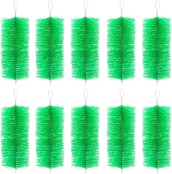 RINOO 10 Packs Fish Pond Filter Brushes Set 12 Inch by 4.7 Inch for Koi Pond Fish Tank Aquarium Water Garden Pond Skimmer Filter Cleaning Brush Green Upgraded