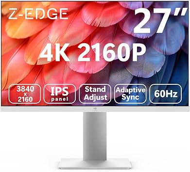 Z-Edge 27 Inch 4K Monitor UHD 3840x2160 IPS 60Hz Height Adjustable White