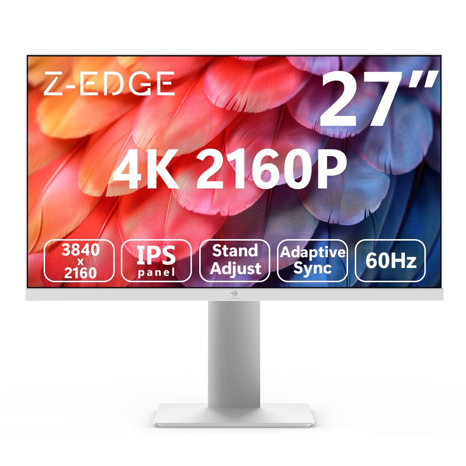 Z-Edge 27 Zoll 4K Monitor UHD 3840x2160 IPS 60Hz Höhenverstellbar Weiß